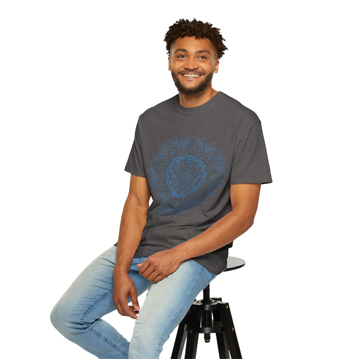 Handmade Mandala Art Tshirt - Unisex Garment-Dyed Tee with intricate mandala design, perfect for both men and women