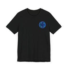 Beautiful blue mandala t-shirt featuring intricate spiritual design for peace and harmony