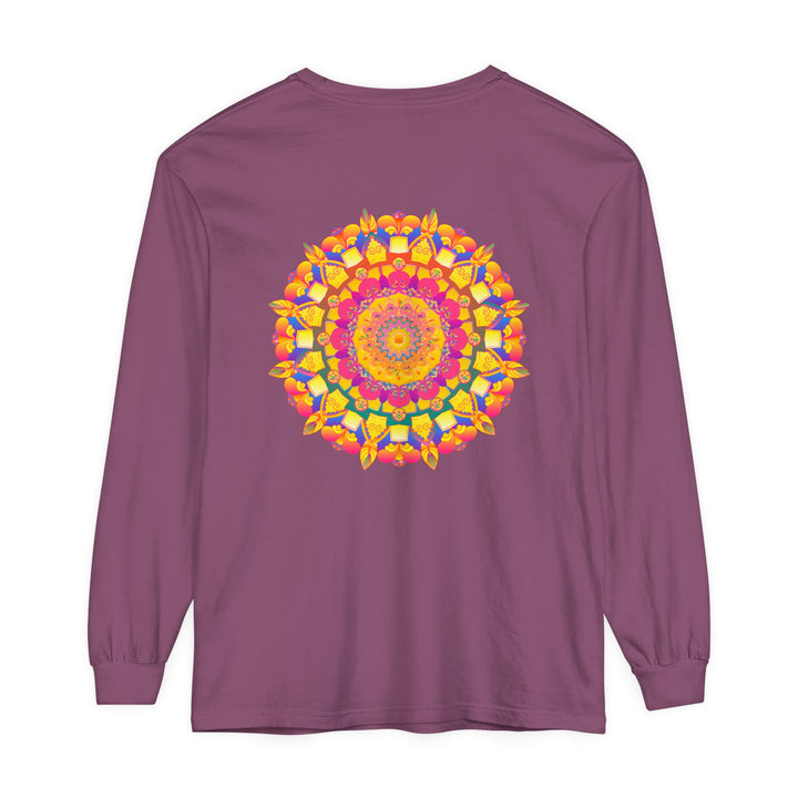 Colorful Mandala Long Sleeve T-Shirt with Psychedelic Art Design for Women