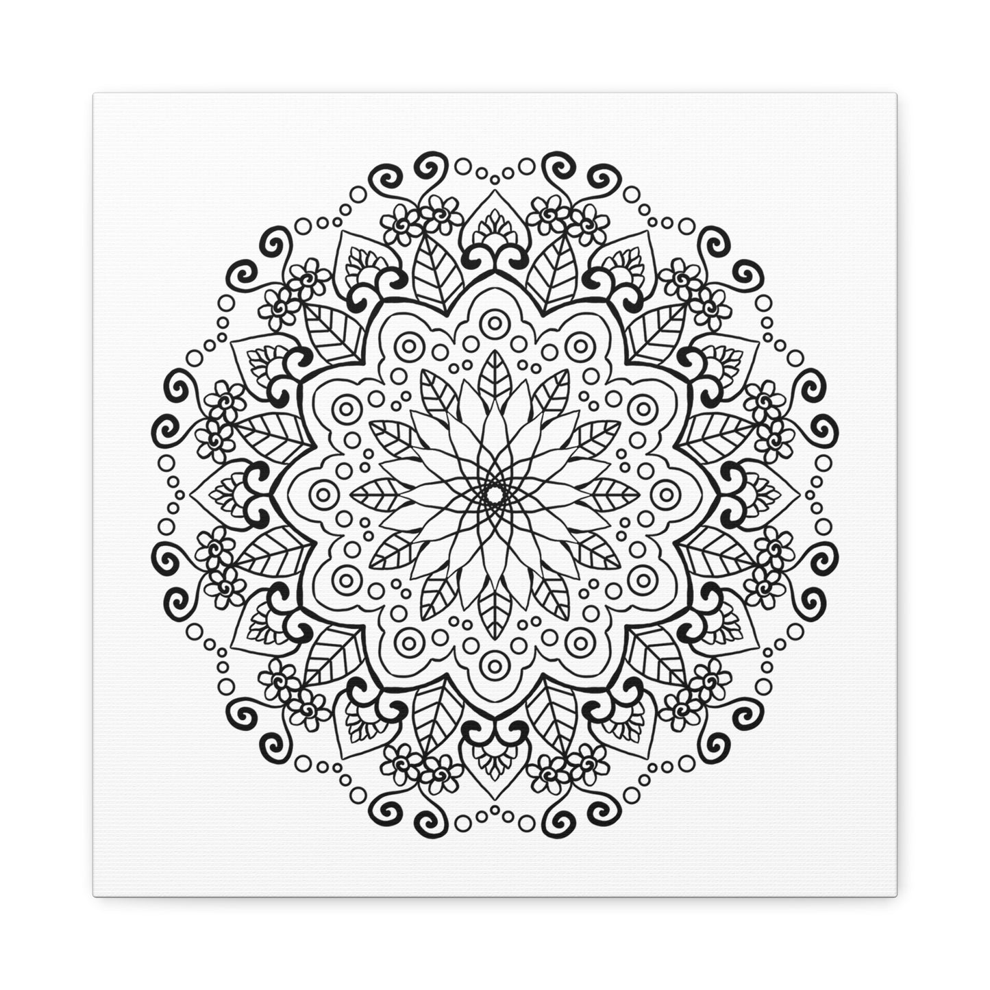 Handmade Mandala Art - Black & White Wall Art - Matte Canvas, Stretched, 125 - Intricately designed mandala artwork on stretched matte canvas