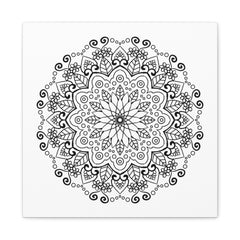 Handmade Mandala Art - Black & White Wall Art - Matte Canvas, Stretched, 125 - Intricately designed mandala artwork on stretched matte canvas