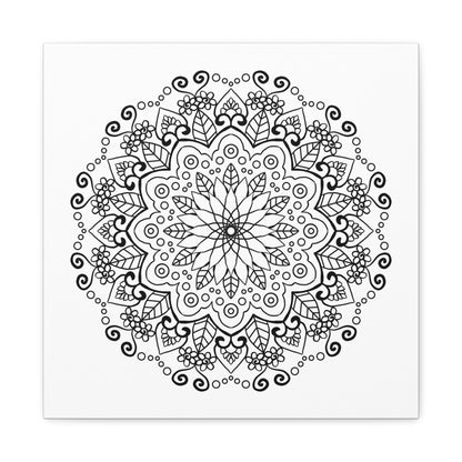 Handmade Mandala Art - Black & White Wall Art - Matte Canvas, Stretched, 125 - Intricately designed mandala artwork on stretched matte canvas