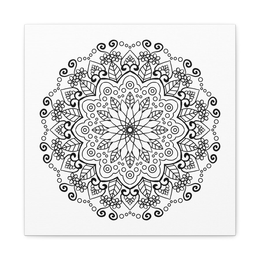 Handmade Mandala Art - Black & White Wall Art - Matte Canvas, Stretched, 125 - Intricately designed mandala artwork on stretched matte canvas