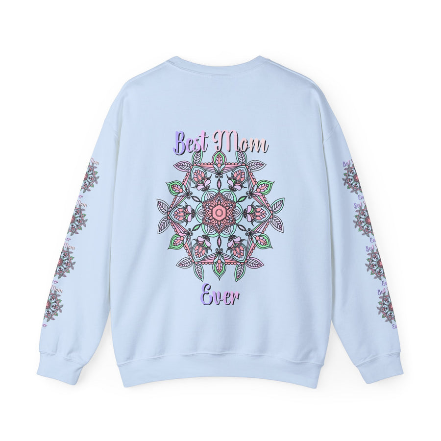Mandala Art Crewneck Sweatshirt Celebrating Moms in Soft Hues