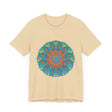 Colorful and detailed rainbow mandala tee with vibrant and intricate design