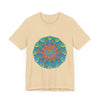 Colorful and detailed rainbow mandala tee with vibrant and intricate design