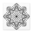 Handmade black and white mandala art on matte canvas, stretched, 125 inch