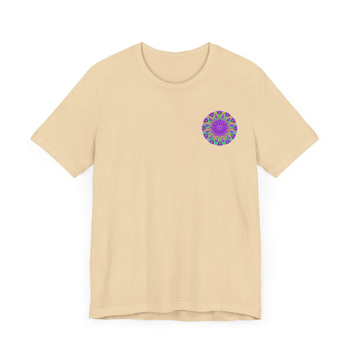 Beautiful purple mandala tee with intricate design symbolizing spiritual peace and harmony for a sense of calm and tranquility