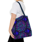 Kaleidoscope Mandala Tote Bag — Vibrant Neon Floral Pattern