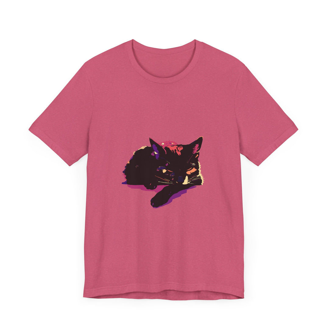 Black Cat Mystery - Colorful Sleep T-Shirt with vibrant colors and adorable cat design