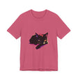 Black Cat Mystery - Colorful Sleep T-Shirt with vibrant colors and adorable cat design