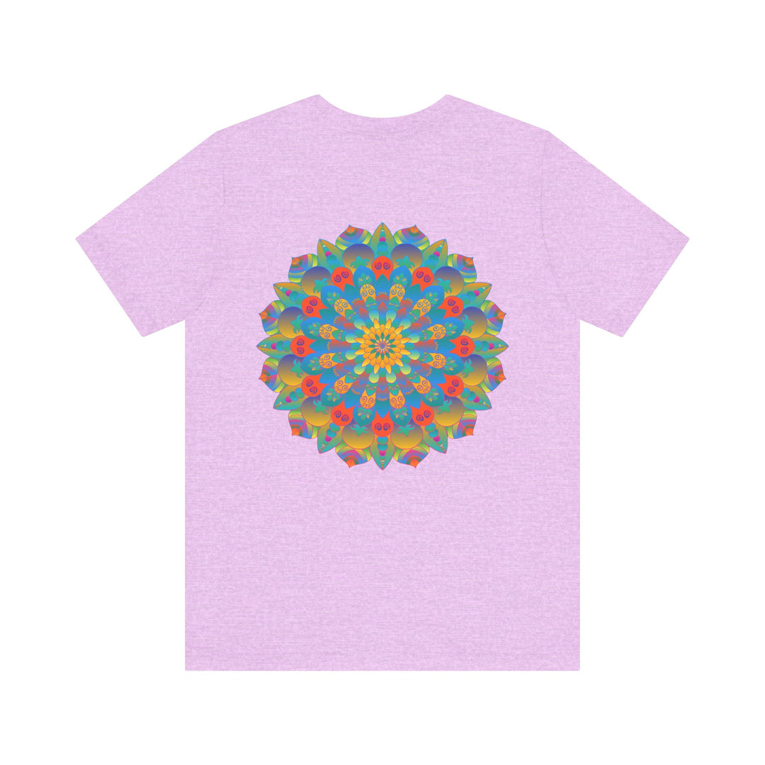 Colorful psychedelic mandala design t-shirt representing spiritual peace and harmony