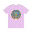 Colorful psychedelic mandala design t-shirt representing spiritual peace and harmony