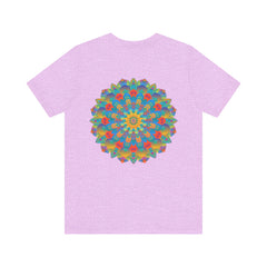 Colorful psychedelic mandala design t-shirt representing spiritual peace and harmony
