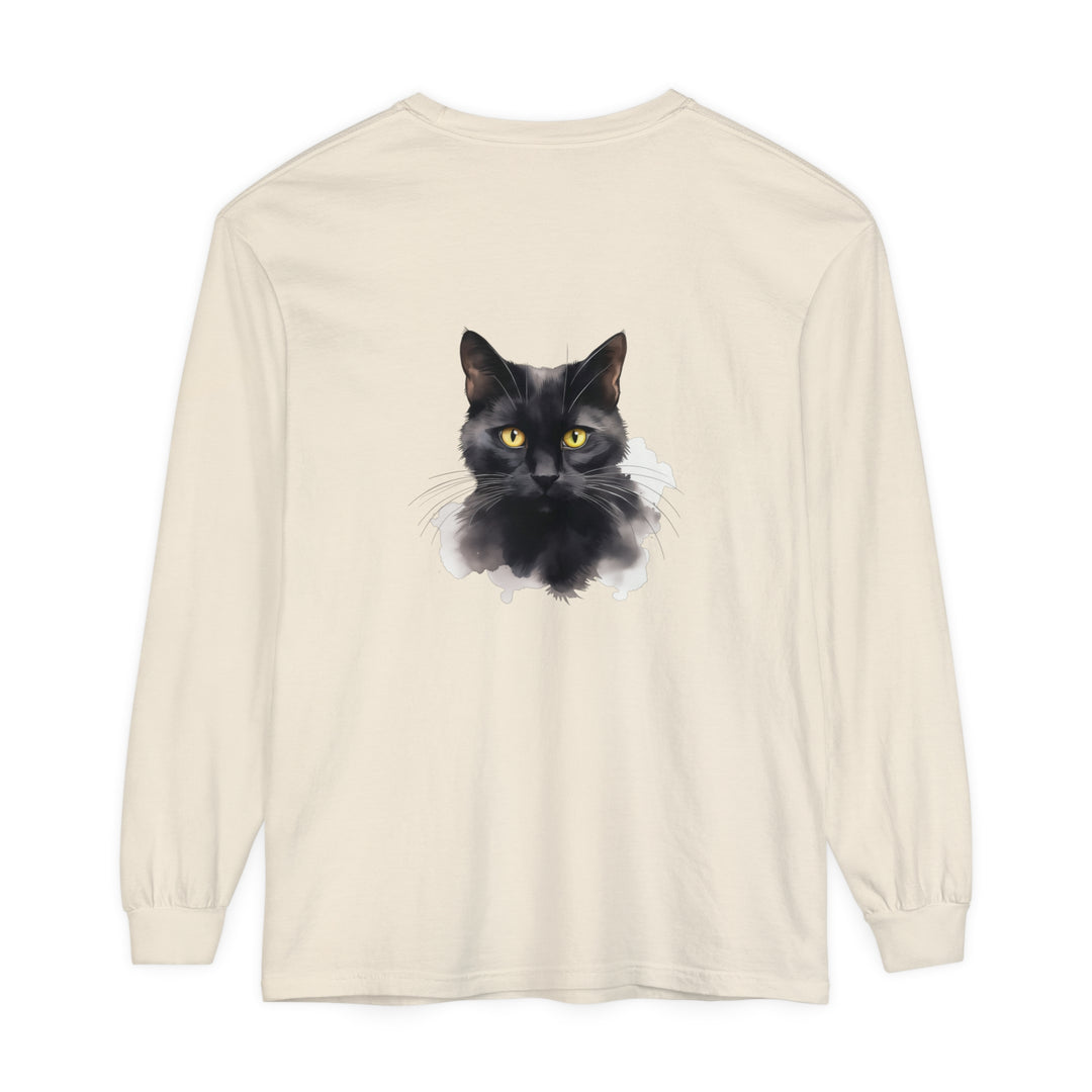  Long Sleeve T-Shirt for Cat Lovers with Realistic Cat Portrait 