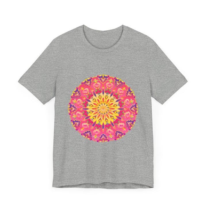 Vibrant mandala t-shirt with colorful and symmetrical design, perfect for adding a pop of color to your wardrobe