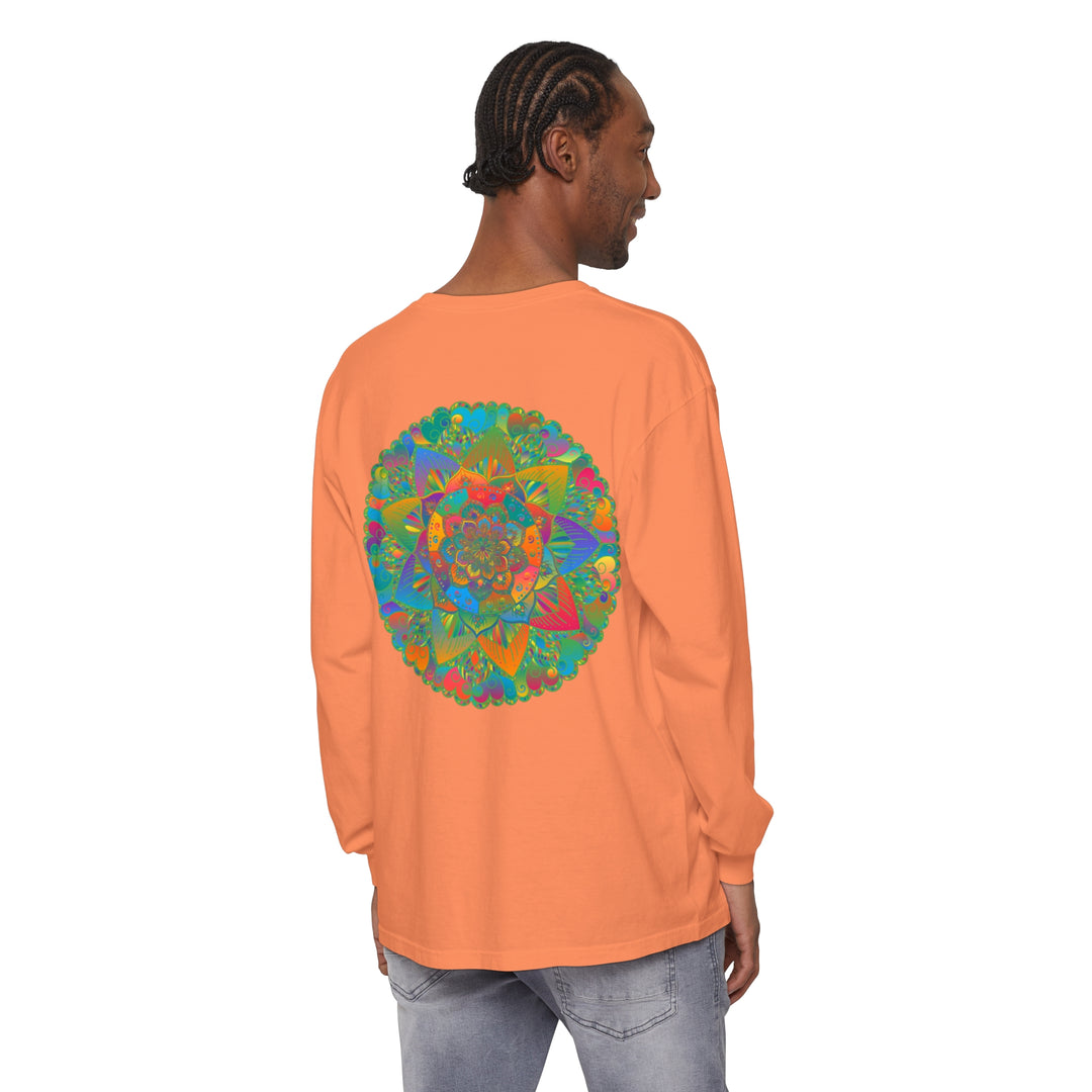 Colorful and intricate mandala design long sleeve unisex t-shirt for men and women