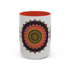 Colorful and spiritual Mandala Art Mug featuring intricate designs and vibrant colors