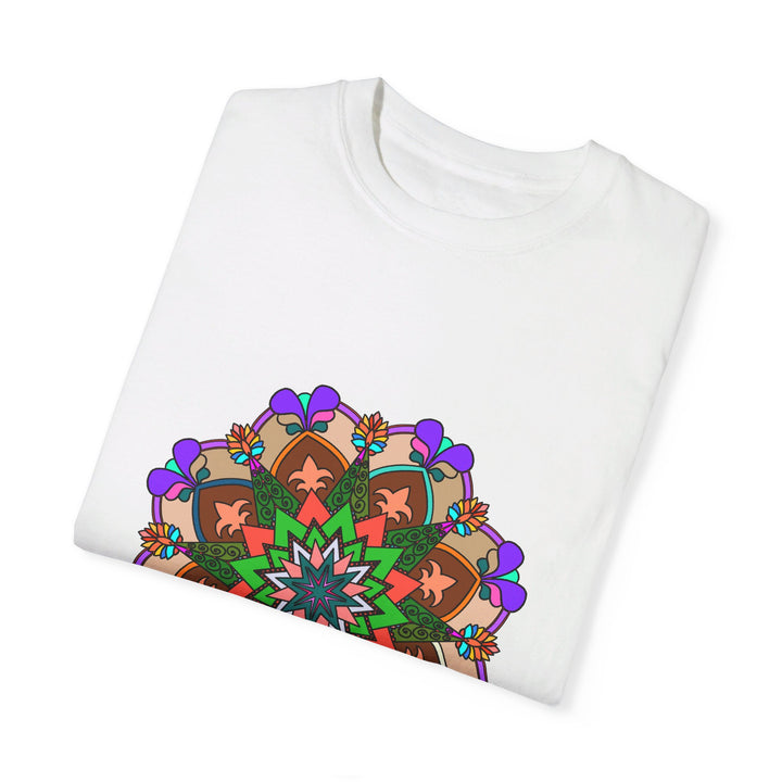 Unisex Mandala T-Shirt hand-drawn mandala art on 100% ring-spun cotton garment-dyed for extra comfort