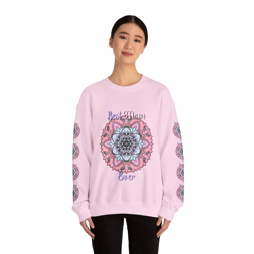 Felpa con stampa Mandala intricata "La mamma migliore di sempre"