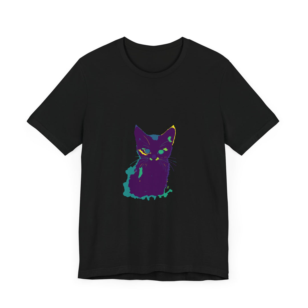 Colorful Whimsical Cat Silhouette Tee featuring a playful feline design