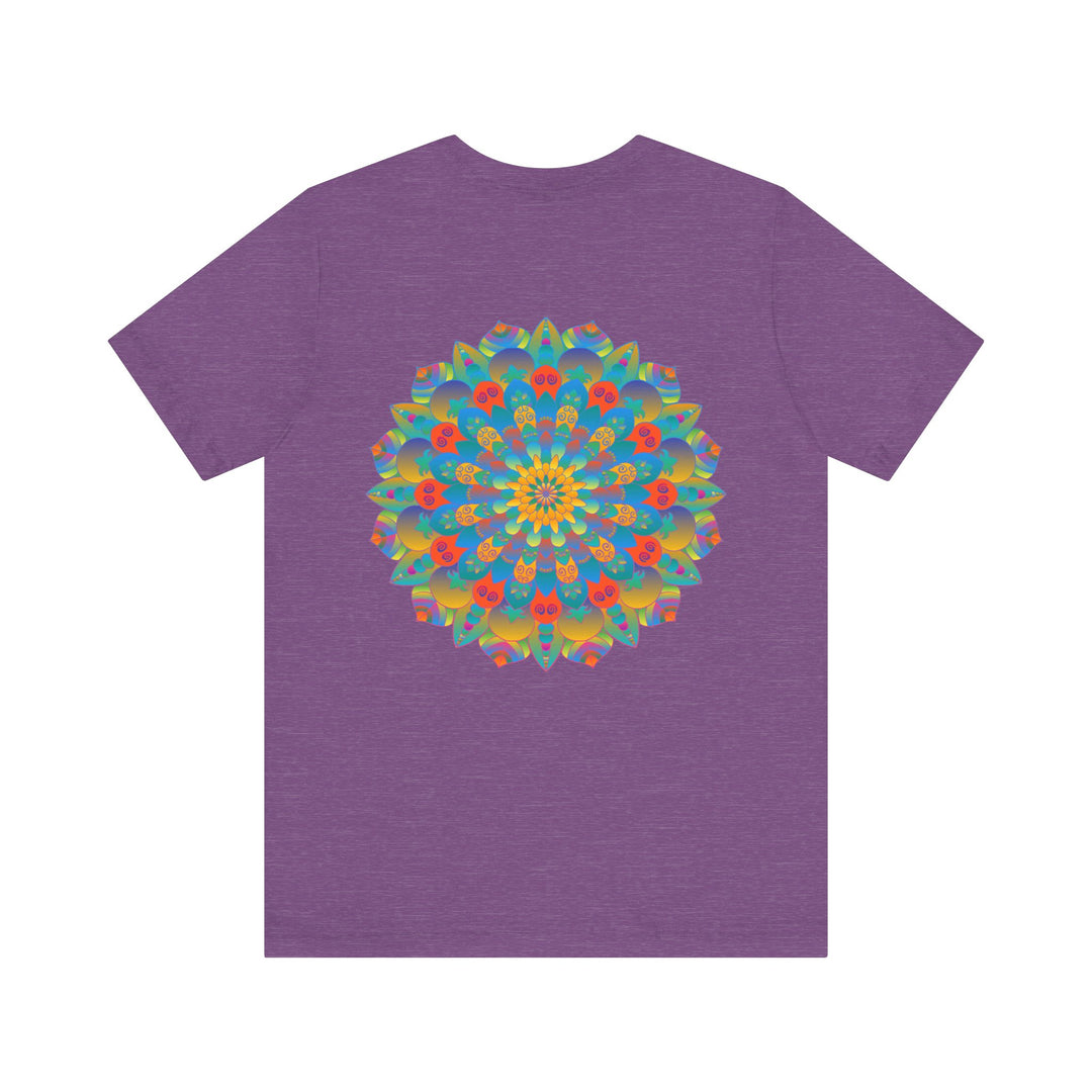 A colorful and intricate mandala design t-shirt representing spiritual peace and psychedelic vibes