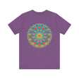 A colorful and intricate mandala design t-shirt representing spiritual peace and psychedelic vibes
