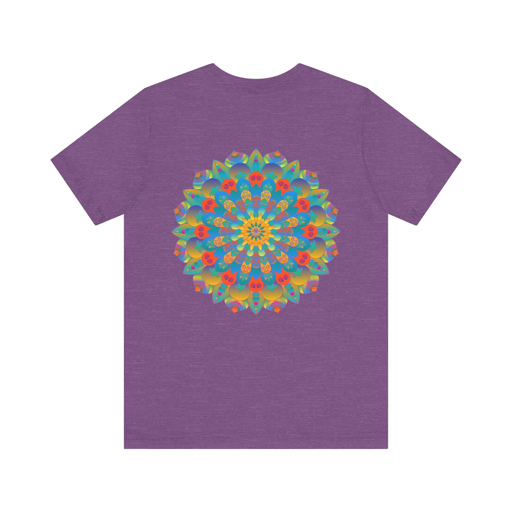 A colorful and intricate mandala design t-shirt representing spiritual peace and psychedelic vibes