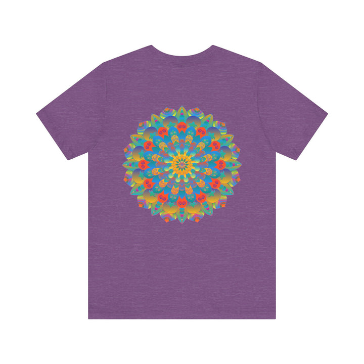 A colorful and intricate mandala design t-shirt representing spiritual peace and psychedelic vibes