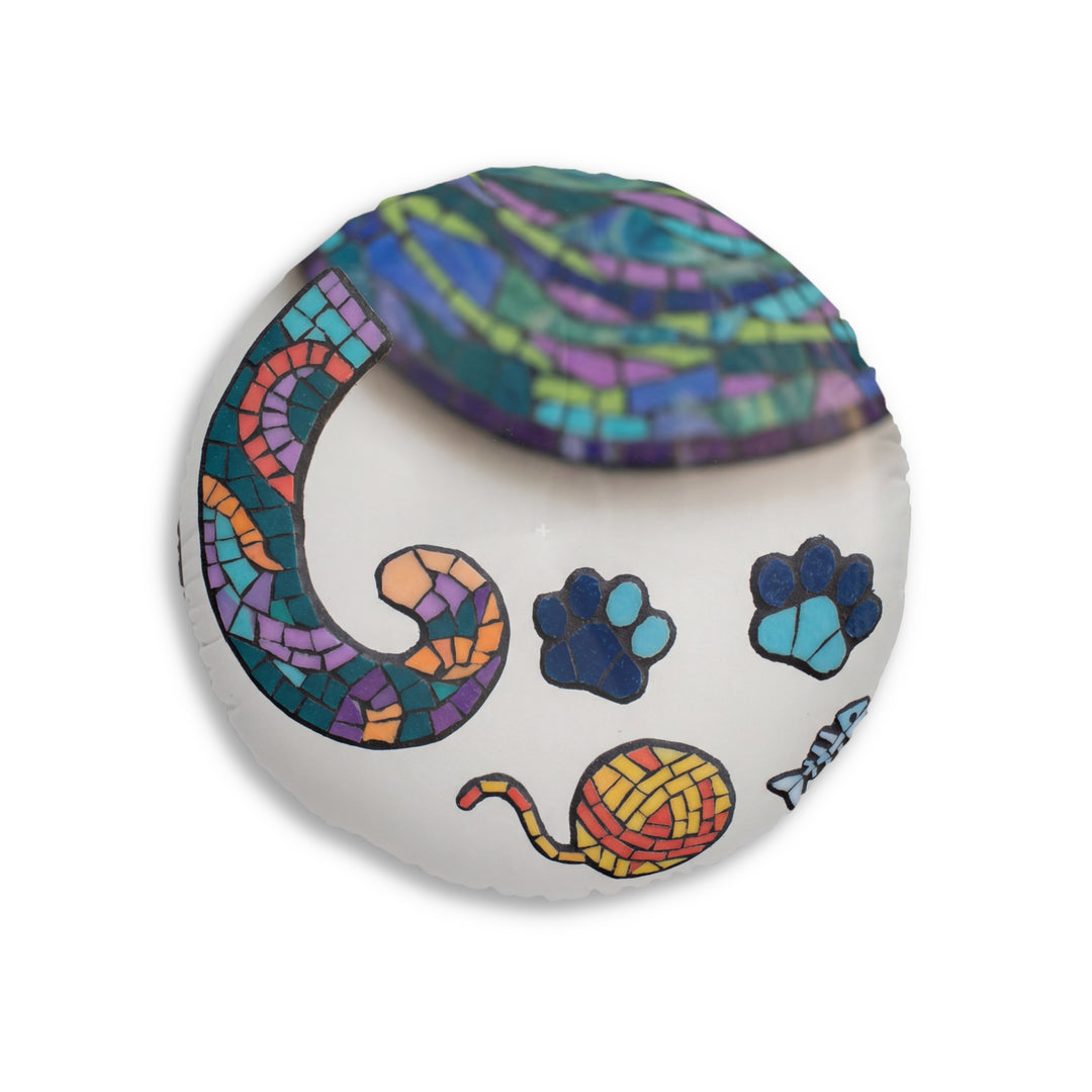 Mosaic Cat Dream Round Floor Pillow
