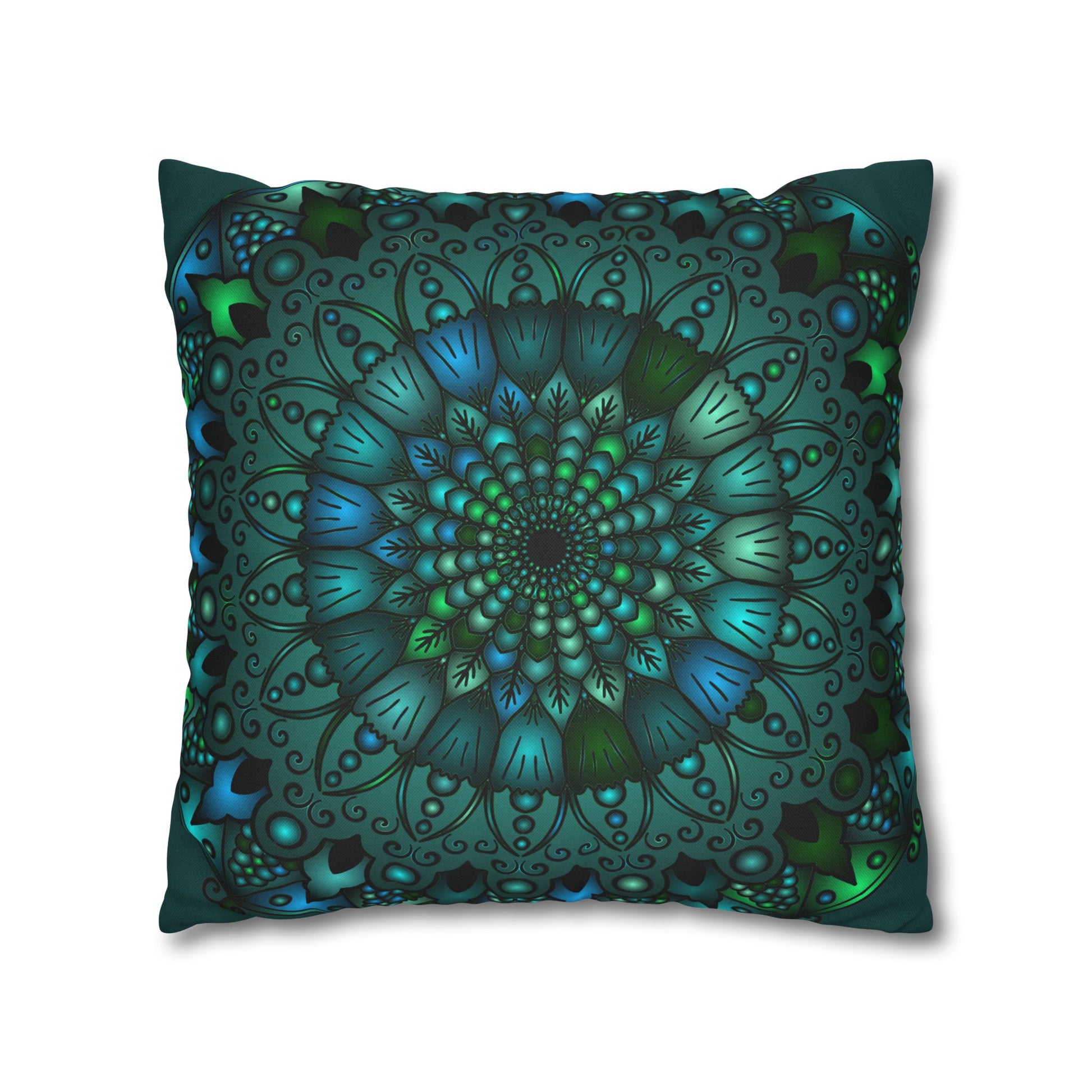 Soft and durable spun polyester pillowcase featuring a stunning mandala design