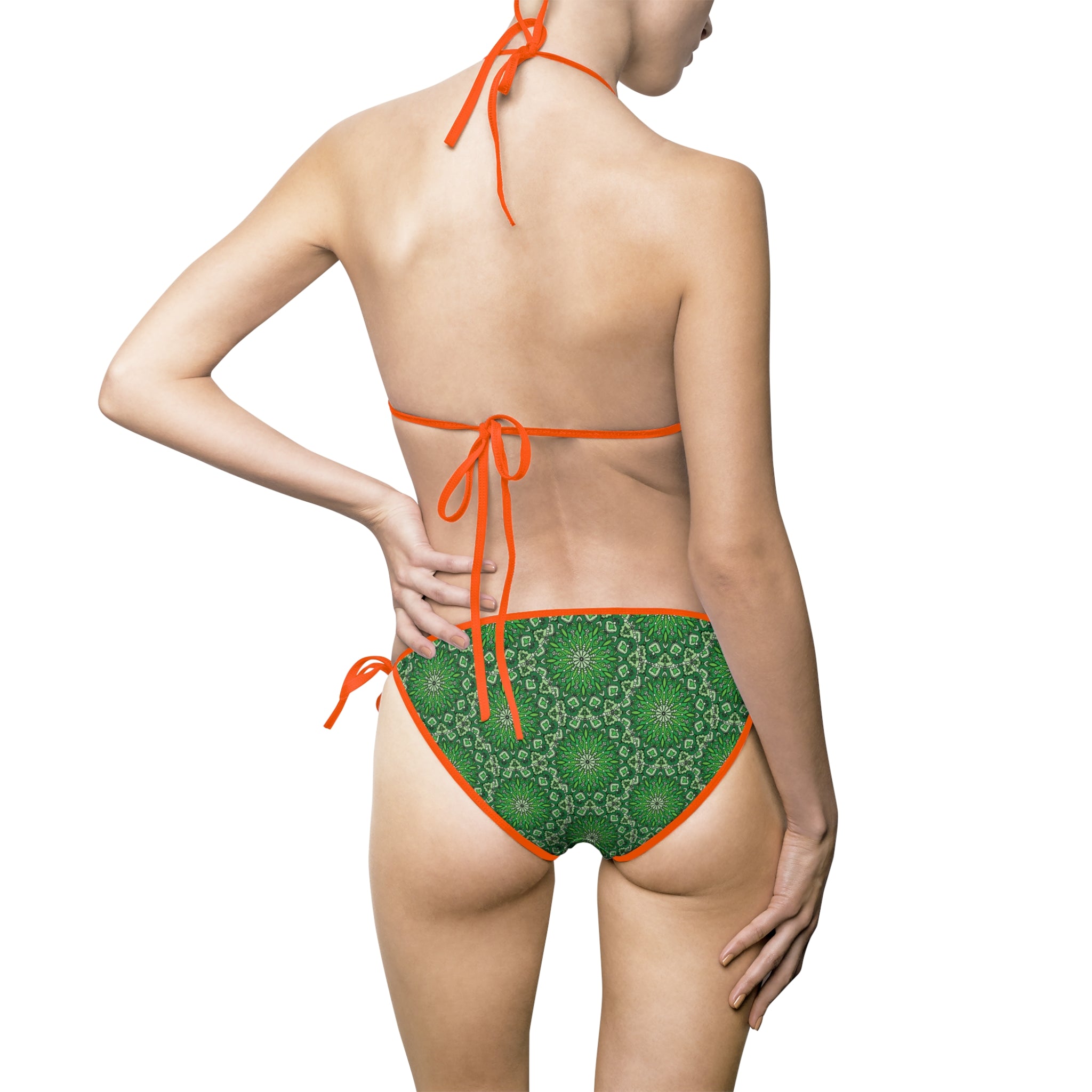 Green Mandala Print Bikini — Women's Tie-Side Two-Piece Swimsuit