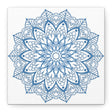 Handmade Mandala Art - Steel Blue Mandala Design Wall Art on Matte Canvas, Stretched to 125 inches - Beautiful handcrafted home decor