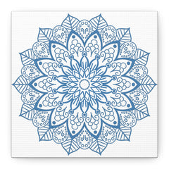 Handmade Mandala Art - Steel Blue Mandala Design Wall Art on Matte Canvas, Stretched to 125 inches - Beautiful handcrafted home decor