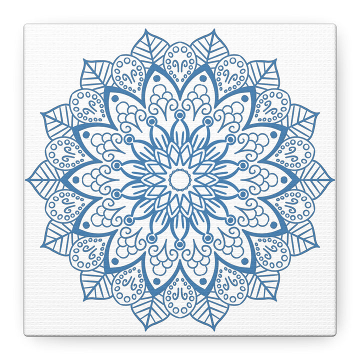 Handmade Mandala Art - Steel Blue Mandala Design Wall Art on Matte Canvas, Stretched to 125 inches - Beautiful handcrafted home decor