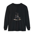 Black Cat Watercolor Unisex Long Sleeve T-Shirt showcasing vibrant watercolor artwork of a black cat on a comfortable, gender-neutral long sleeve tee