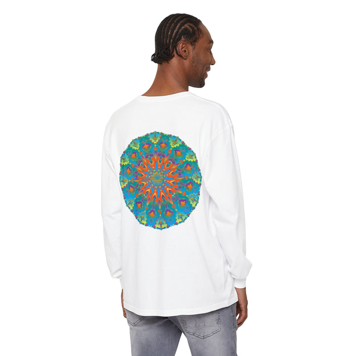 Comfortable and statement-making rainbow mandala long sleeve t-shirt