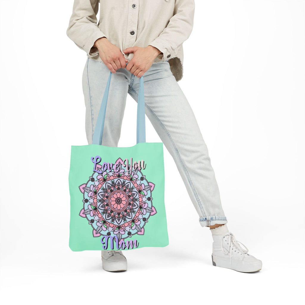 Mandala 'Love You Mom' Canvas Tote — Floral Mother's Day Gift Bag