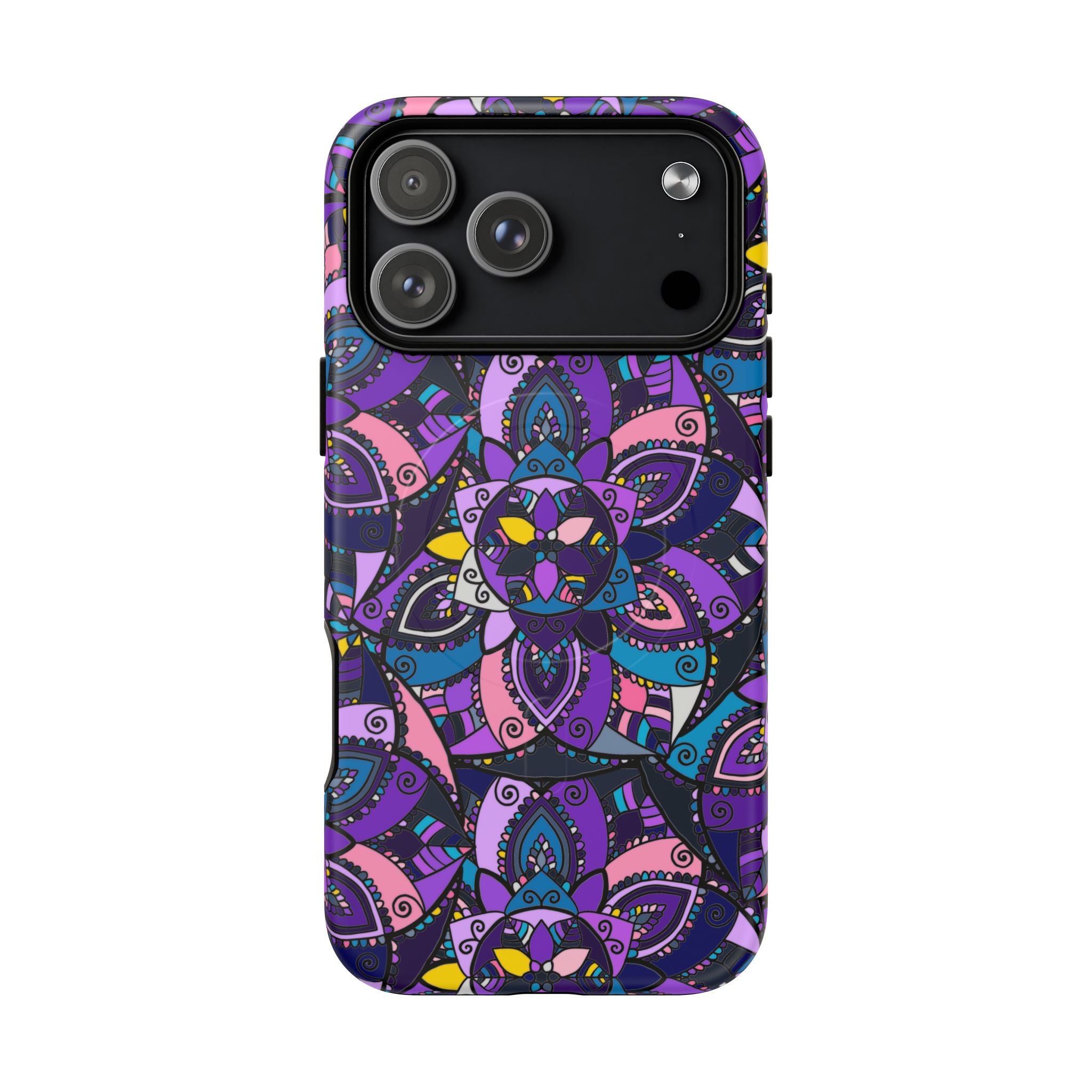 Magnetic Phone Case — Purple Mandala Floral Tough Case