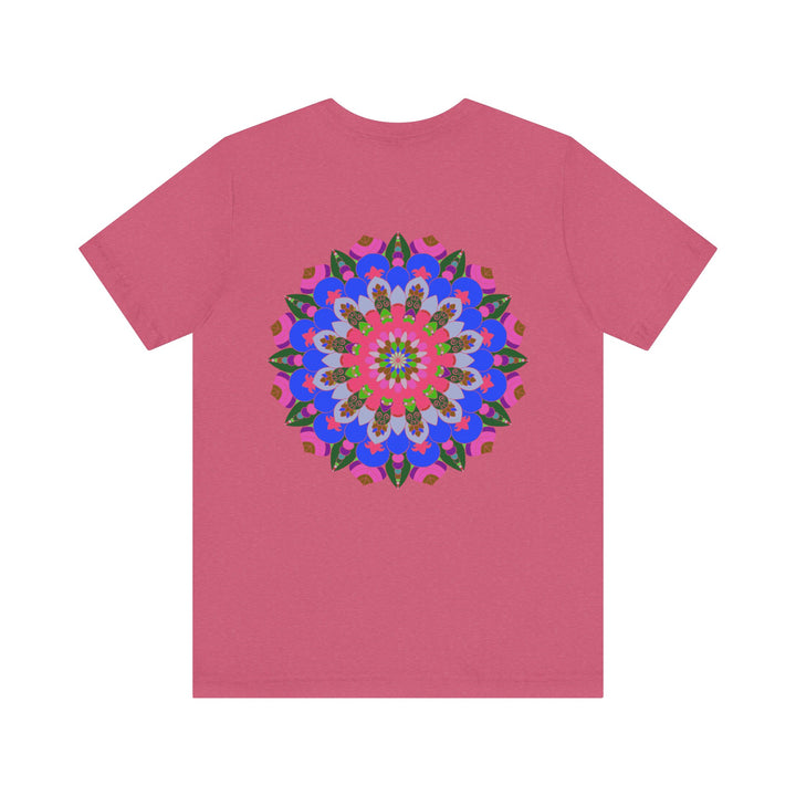 A vibrant mandala tee with intricate spiritual design for peace and harmony