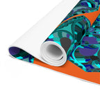 Geometrische Yogamatte aus Schaumstoff in energetischem Orange- und Aqua-Design