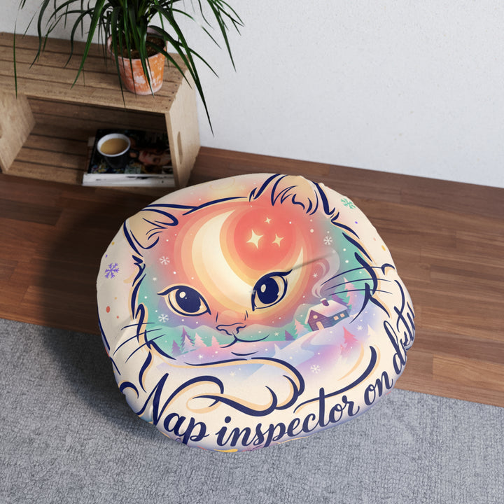 Nap Inspector Cat Round Floor Pillow