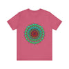 Vibrant Mandala Tee featuring colorful spiritual art in various shades and intricate designs, perfect for adding a pop of color to your wardrobe