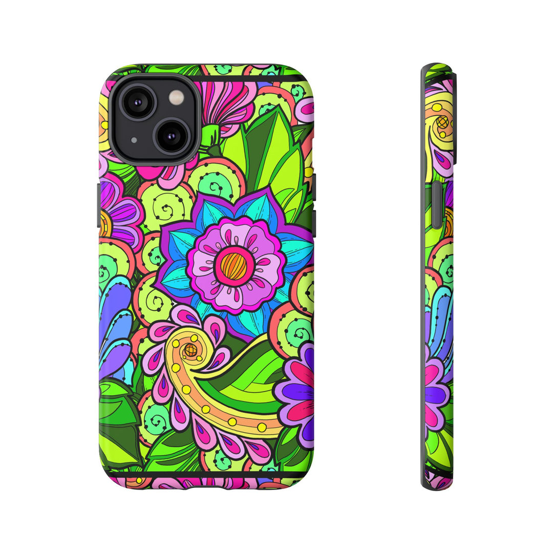 Floral Fantasy iPhone and Google Pixel Case in Bright Green Palette