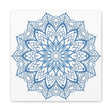 Handmade Mandala Art featuring a beautiful steel blue design on stretched matte canvas