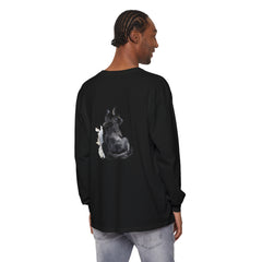 Black Cat Watercolor Unisex Long Sleeve T-Shirt featuring a beautiful watercolor design of a black cat on a comfortable and stylish long sleeve shirt