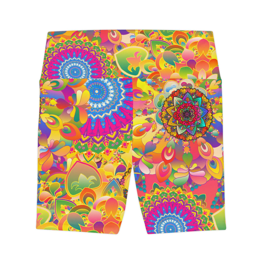 Psychedelic Floral Mandala Workout Shorts