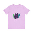 Black Cat Mystery - Colorful Splash T-Shirt with vibrant rainbow colors and a bold black cat design