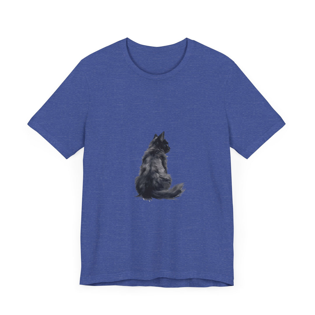 Cozy black cat silhouette tee with a cute feline design