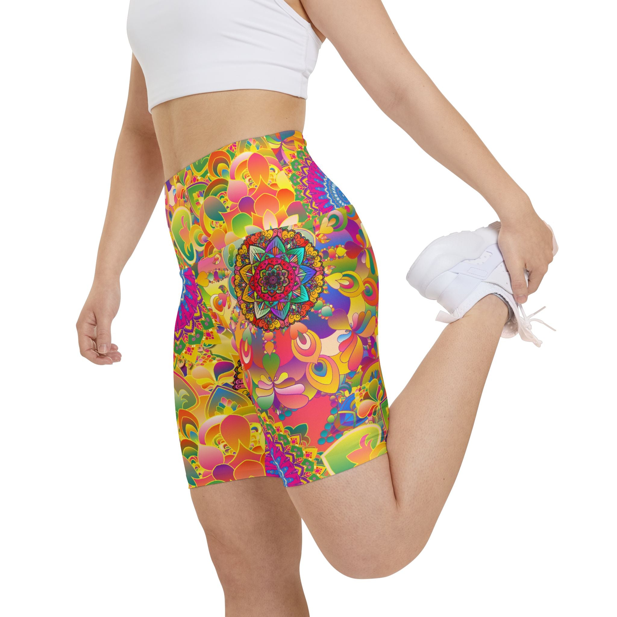 Psychedelic Floral Mandala Workout Shorts